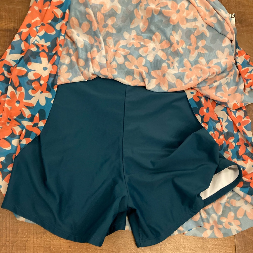 BloomChic NWT Floral Swim Dress in Teal/Coral/White Women’s Plus 26 - Picture 7 of 13